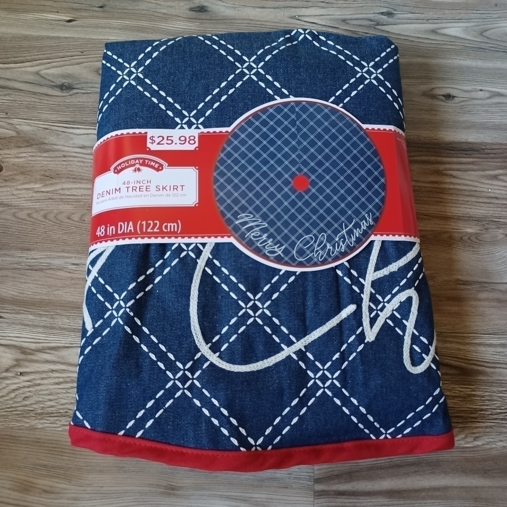 Holiday Time 48 inch Denim Christmas Tree Skirt